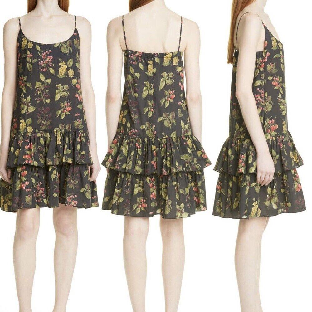 Cara Cara Tory Sleeveless Ruffle Dress In Botanical Allover Black Size S